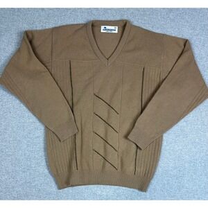 True VTG Bonanza Lambs Wool Sweater Size 40 Tan Brown Textured Knit